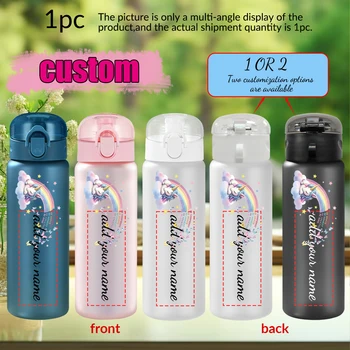 1pc Customized Cartoon Unicorn Pattern Cup 780ml/26oz Outdoor Travel Plastic Water Bottle with Rope Back-to-School Season Gift