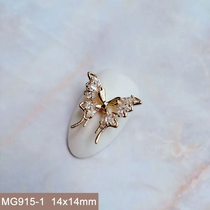 10 stücke Luxus Spitze Schmetterling Anhänger Zirkon Kristalle Metall Nägel Schmuck Dekorationen Nail Art Zubehör Charms Teile Lieferungen – Detail 8