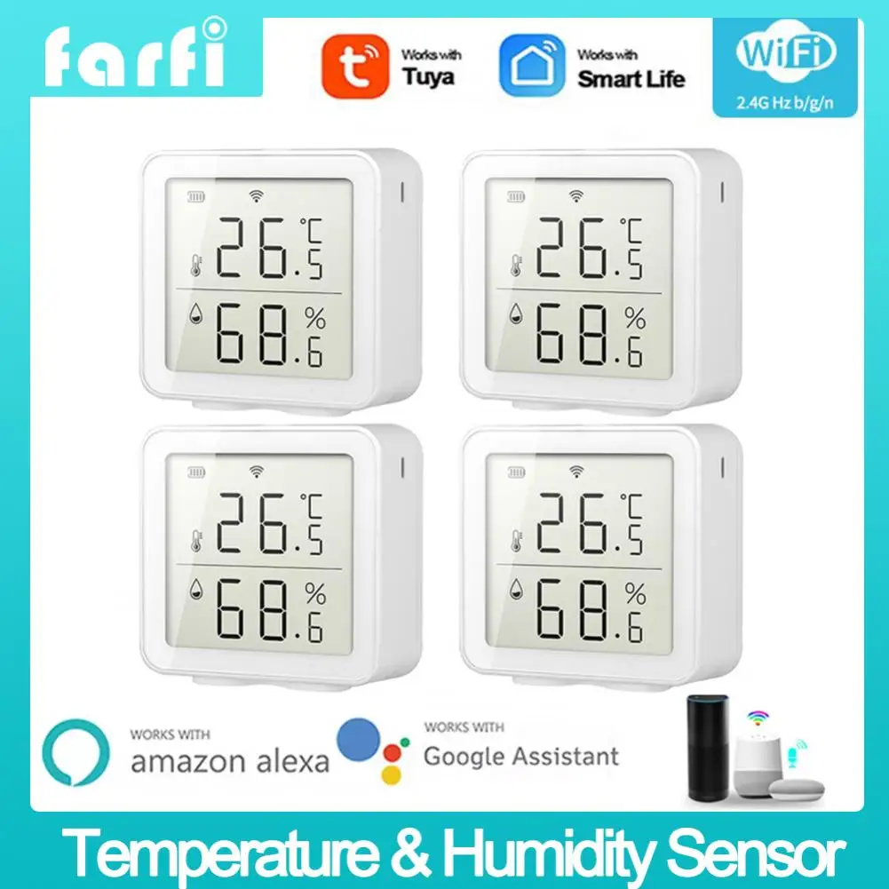 

Smart WIFI Temperature And Humidity Sensor Indoor Hygrometer Thermometer With LCD Display Works With Alexa Google Home