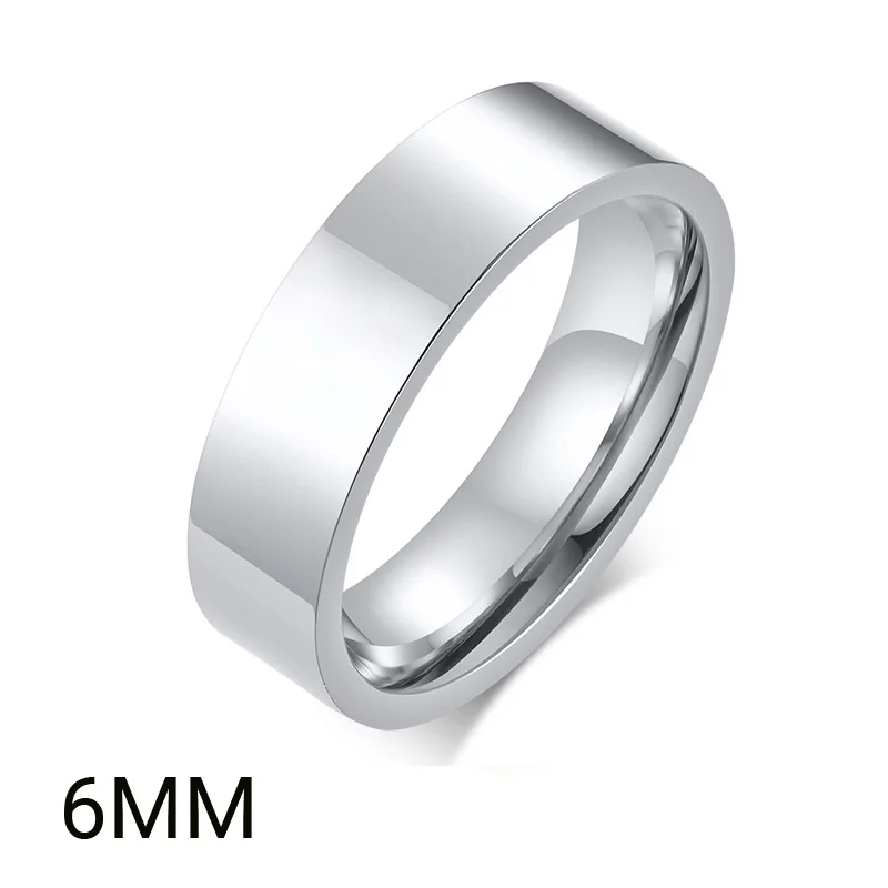 Stainless Steel Women's Wedding Ring - Elegant Flat Band Fashion Jewelry