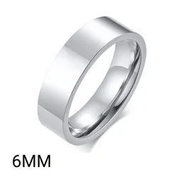 Stainless Steel Women's Wedding Ring - Elegant Flat Band Fashion Jewelry - US size 08 (6MM Silver Color)