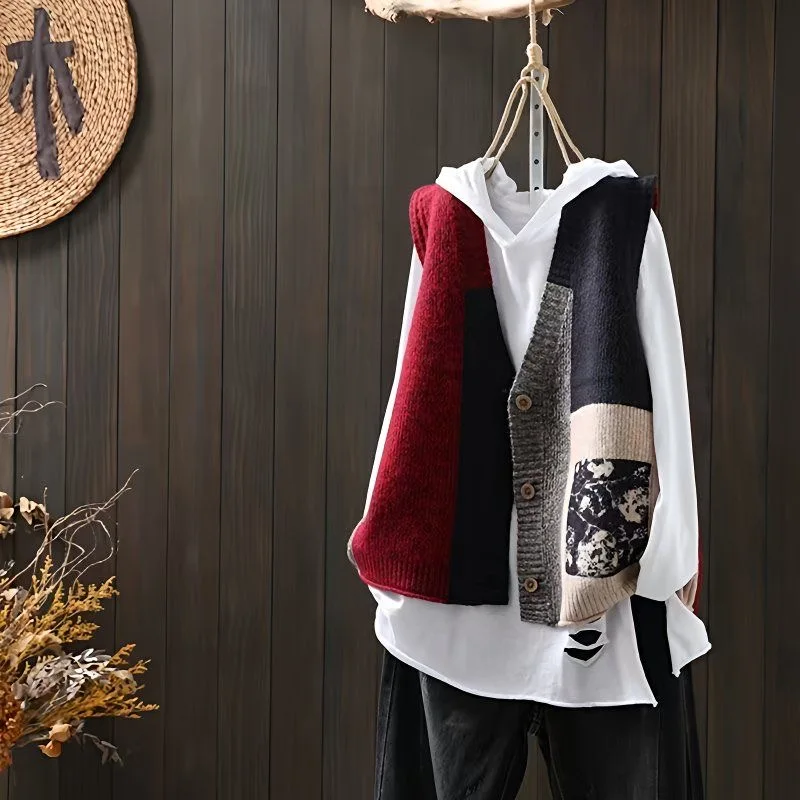 Cardigan Manteau Pour Femme - Style Rétro - Boutons - Polyester - Petit