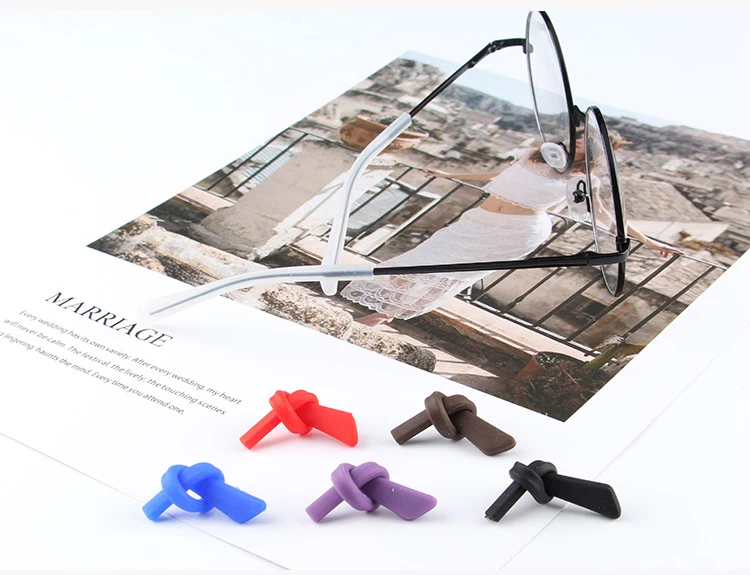 20pcs DT001 Soft Silicone Anti Slip Eyeglasses Glasses Temple Tips Accessories Optical Frame Temples Square hole 4