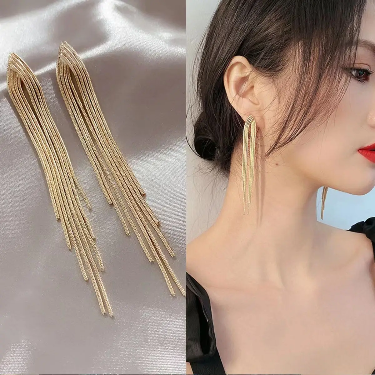 Wiwpar Orecchini Pendenti Con Nappe E Strass – Lunghi 18 Cm, Ideali Per Sposa, Damigelle O Uso Quotidiano