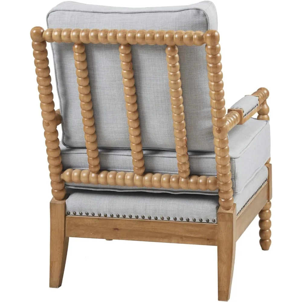 Description Picture 3 of itemModern Accent Chairs Padded Solid Wood Armrest and Frame Oakwood Finish,Upholstered Seat,Bedroom,Family  Living Room,Light Blue