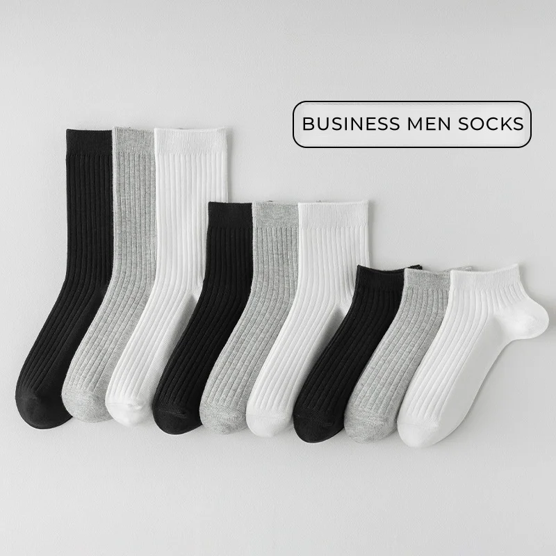 

DOIAESKV 3Pairs/lot Cotton Men Socks Black White Business Men Socks Soft Breathable Male Crew Socks for Four Season EU 39-44