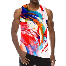 Graffiti Tank Top For Men 3D Print Colorful Sleeveless Pattern Top Graphic Vest Multicolor Tees Sport Gym Beach Vest Clothes