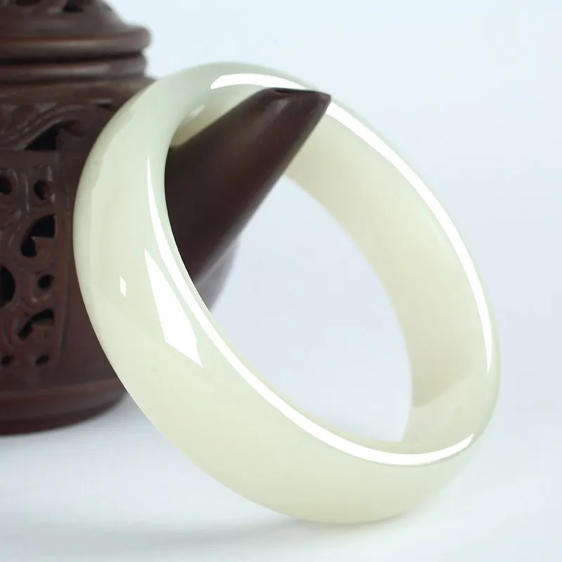China Natural Hand Carved Round Jade Bracelet Boutique Jewelry Men's Women's Rice Topaz Bangles Accessories Gifts