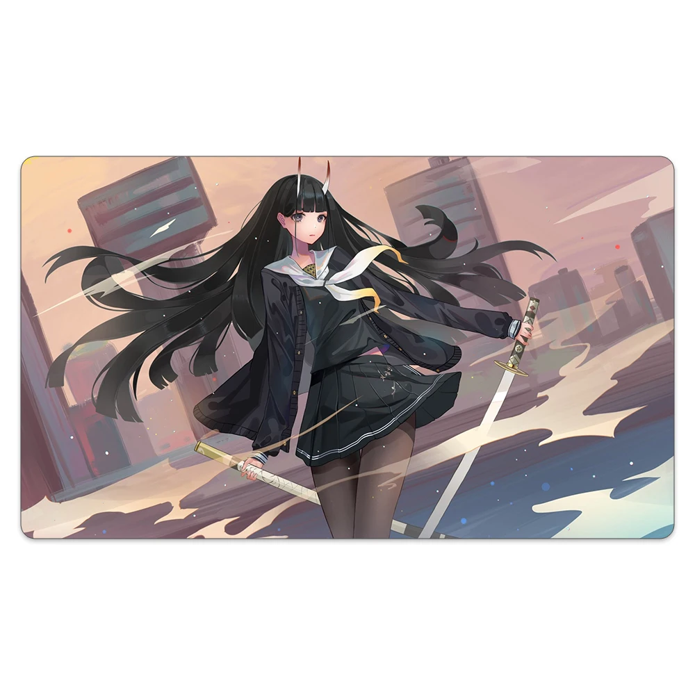 

Anime Girl Board Game Playmat Compatible for Standard Size Tablemat Trading Card Game Natural Rubber Big MouseMat + Portable Bag