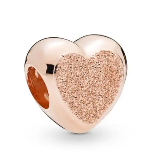 

Genuine 925 Sterling Silver Bead Charm Rose Matte Brilliance Heart Charm Fit pandora Women Bracelet & Necklace Diy Jewelry