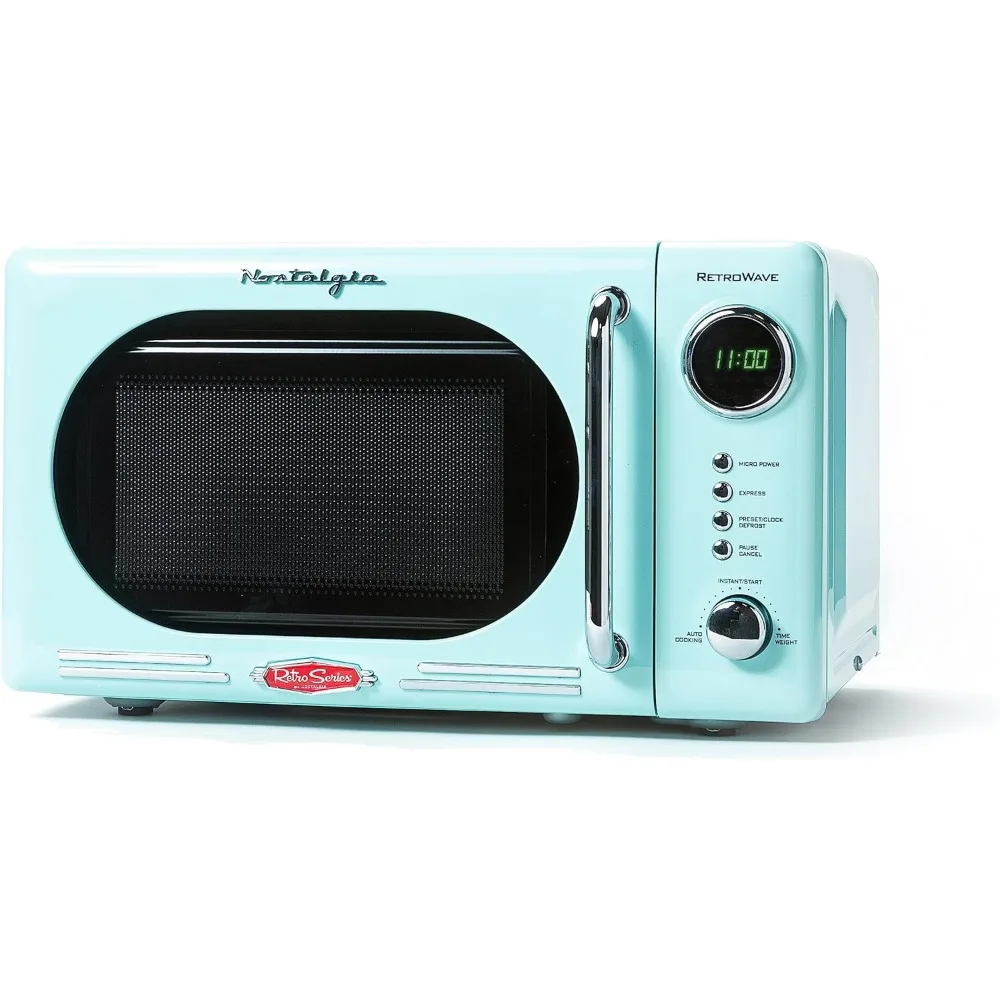 Microwave Oven Retro Compact Countertop Microwave Oven 0.7 Cu. Ft. 700-Watts LED Digital Display Child Lock Easy Clean Interior