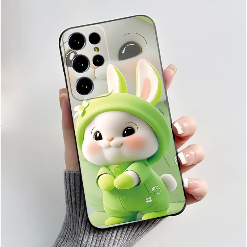 Luxury Love Heart Rabbit Black TPU Silicone Protective Phone Case