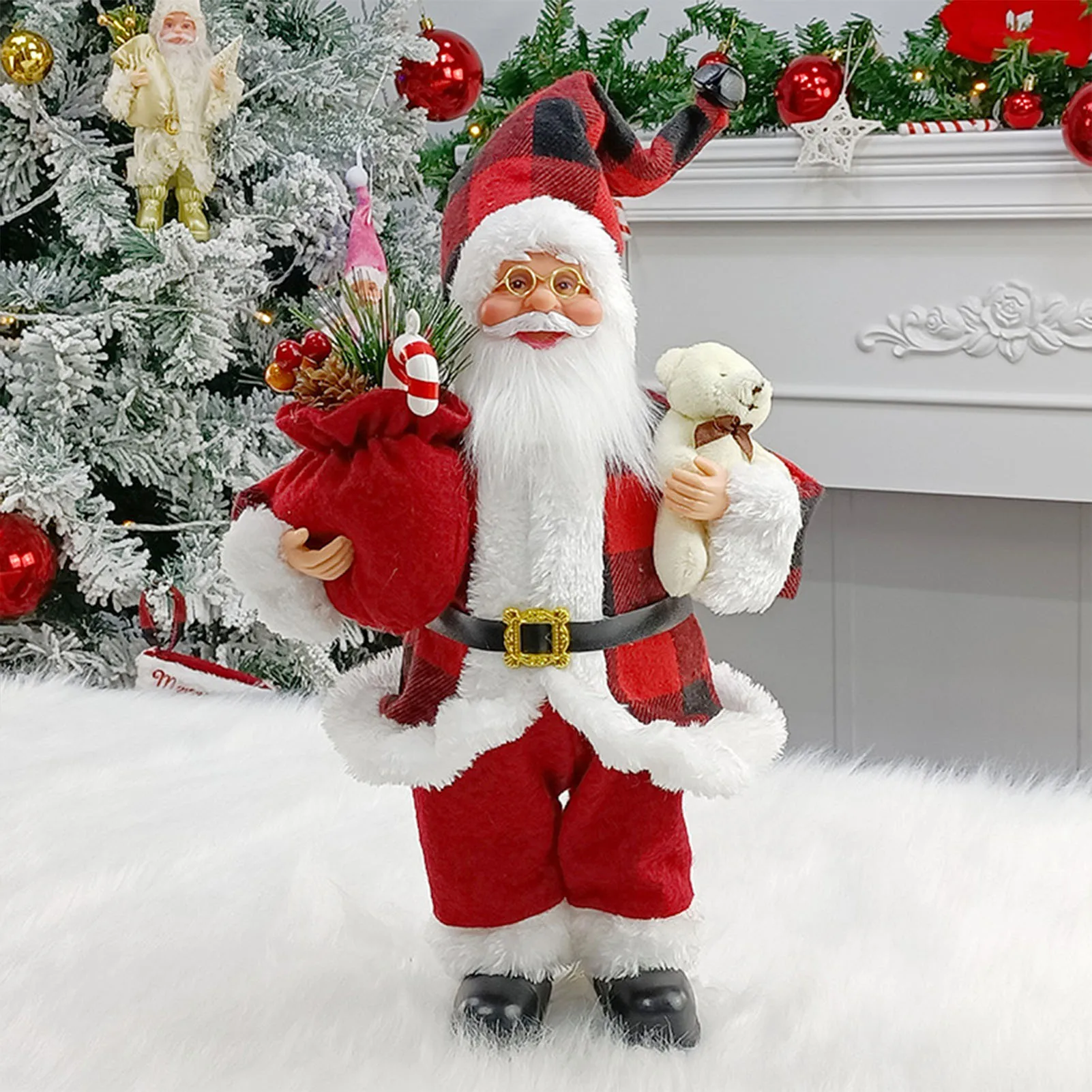 Christmas Sitting Standing Santa Claus Figurines Doll Cute 12inch Xmas Tree Party Ornament Table Office Fireplace Home Decor 1 Christmas Sitting Standing Santa Claus Figurines Doll Cute 12inch Xmas Tree Party Ornament Table Office Fireplace Home Decor 1