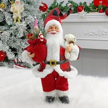 Christmas Sitting Standing Santa Claus Figurines Doll Cute 12inch Xmas Tree Party Ornament Table Office Fireplace Home Decor 1