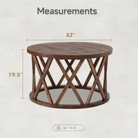 Rustic Farmhouse Coffee Table, Round Coffee Table with X-Motifs Legs, Wood Textured Top, for Boho, French Country Decor, Brown 2