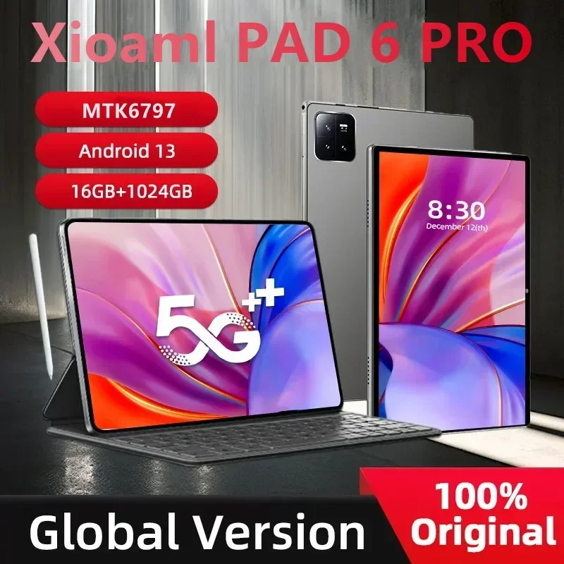 

Global Version Original Pad 6 Pro Snapdragon 888 Tablet 16GB+1TB 10.1inch Android 13 10000mAh Tablet 5G Dual SIM Card HD 4K Mi
