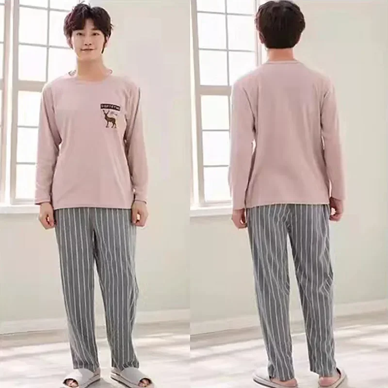 

Spring Sets Homewear Letter Pajama Soft Striped Autumn Breath Mens Pajamas Comfort Sleepwear Casual Cartoon Sleep&lounge Pyjamas