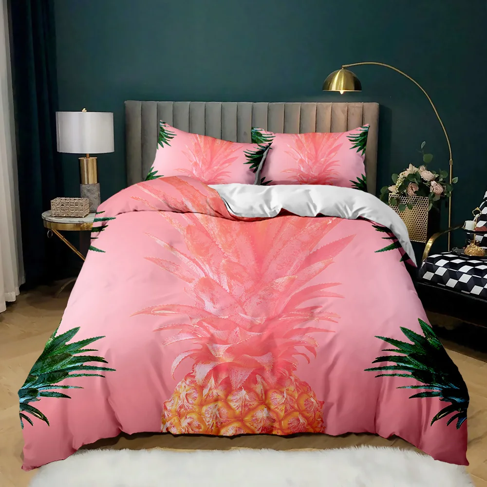 Pineapple Quilt Cover Queen Size Kid Colorful Pineapple Duvet Cover for Girl Teen Adult Bedding Set Fruit Themed Comforter Cover 