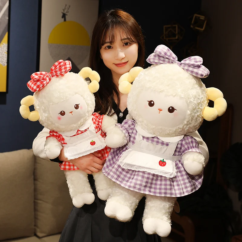 

58cm Cute Plush Dress Sheep Toy Stuffed Animal Soft Doll Throw Pillow Cushion Kids Toys Birthday Christmas Gift for Child