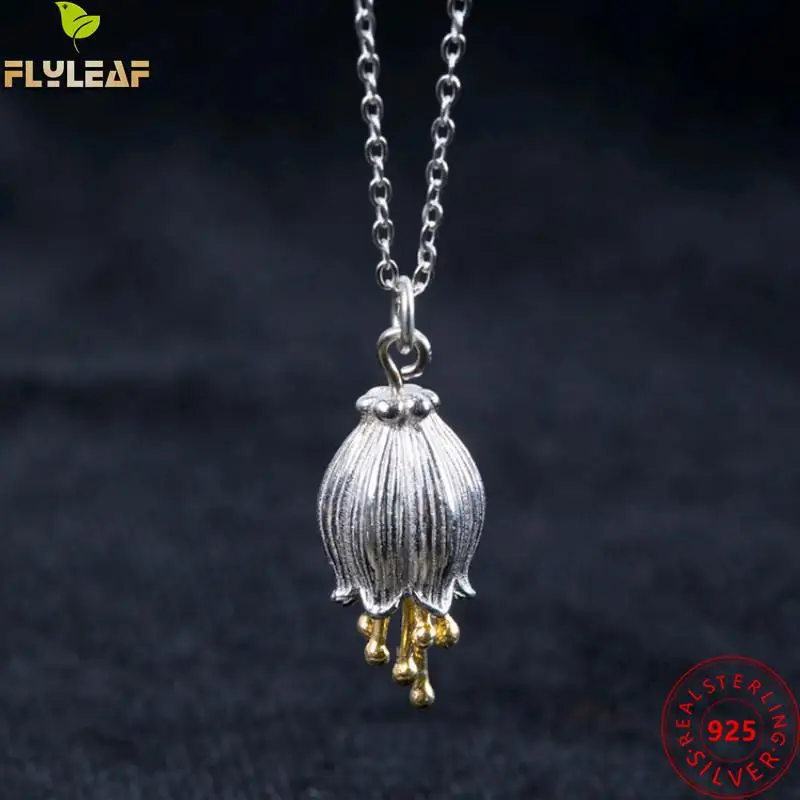 

Real 925 Sterling Silver Jewelry Campanula Flowers Pendant Necklaces Women Original Design Luxury Femme Popular Accessories 2022