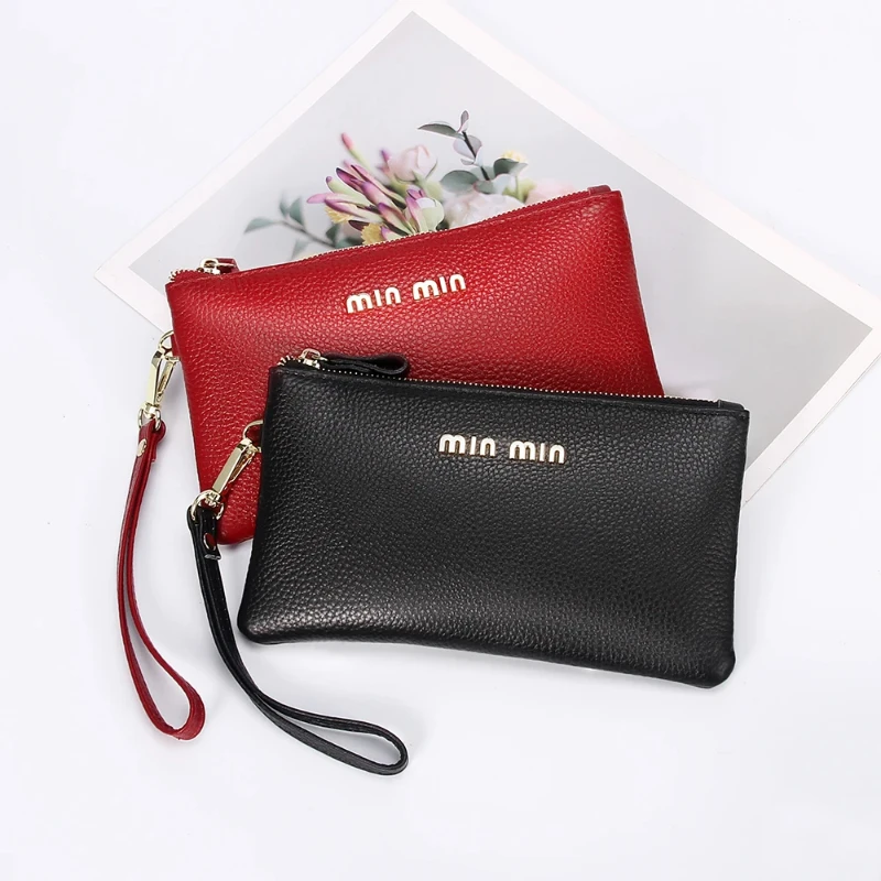 Handheld Card Fashion Purse Mobile Phone Bag High Quality Leather Women's Zipper Bag Casual