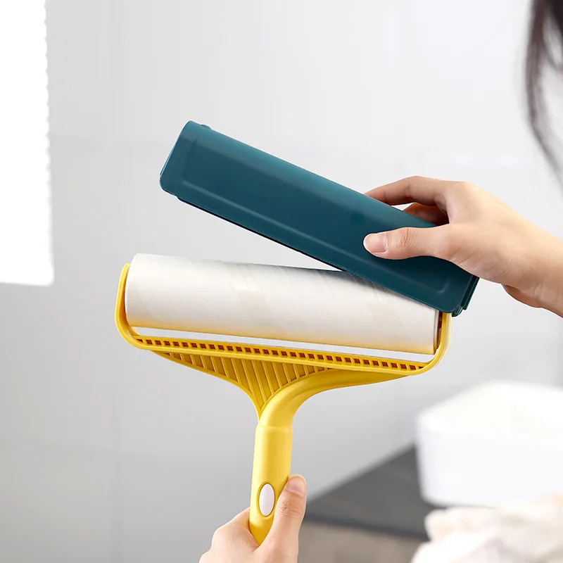 Household Multi-Scene Sticky Hair Lint Roller, Long Rod Tearable, Large Clothes Suction Brush, Bed Floor Roll Paper Supplies