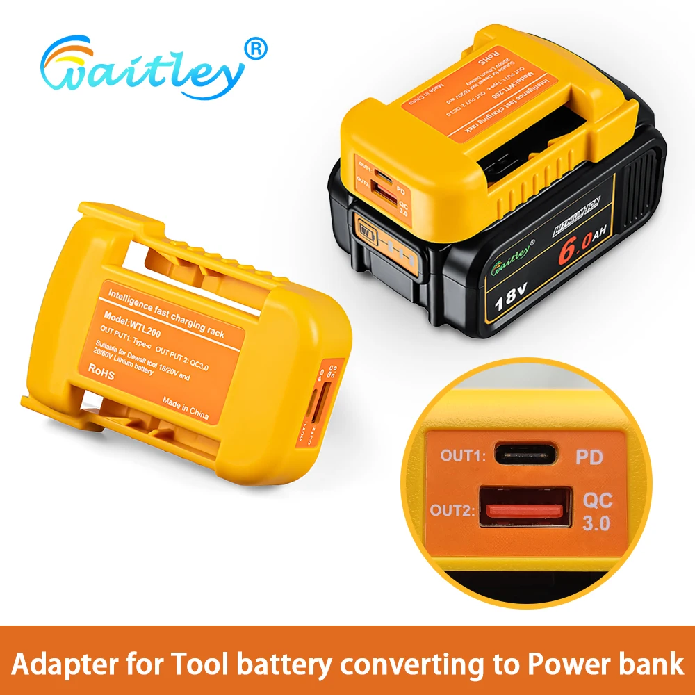 Adattatore Con Uscita Compatibile Con Batteria Dewalt 18V 54V Batterie Dcb200 Convertite In Power Bank Rack Portatile A Ricarica Rapida