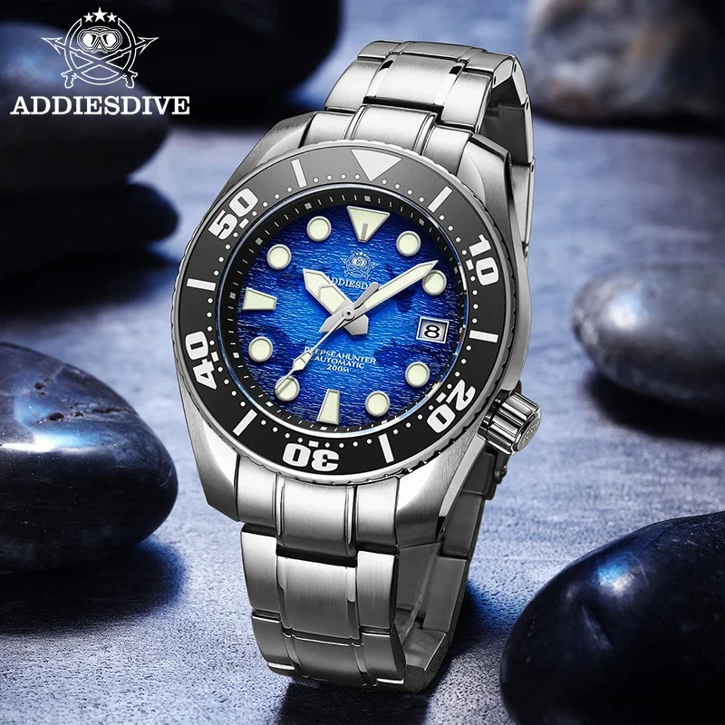 ADDIESDIVE Luxury Men Watch Antique Dive NH35Movement Automatic Mechanical Sapphire Crystal 20ATM Waterproof BGW9 Super Luminous antique character meticulous painting line drawing tracing copy super training to strengthen the improvement of flowers