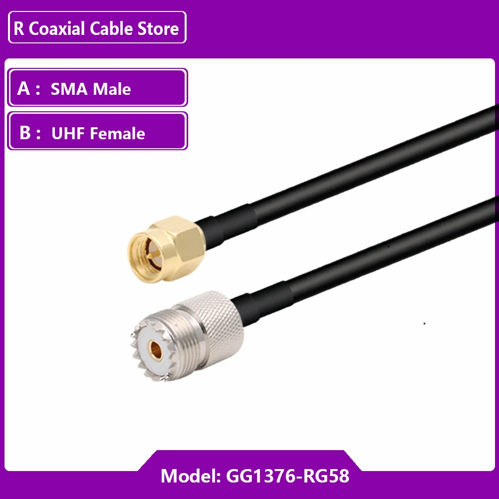 SMA Male To Pl259 Female Coaxial Jumper Rg58 Coax Cable With SMA Uhf Connector Rf Cable Made In China