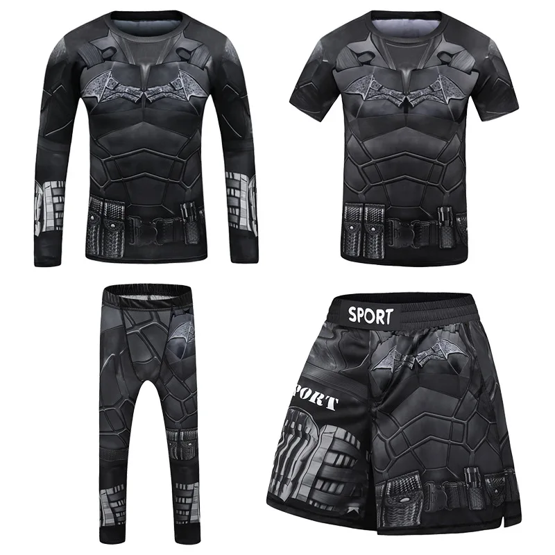 4PCS Sports Suit Kids Compression Shirt Pants Shorts Set Children MMA Rashguard Jiu Jusit Bjj GI Muay Thai Running Sportsuits 3