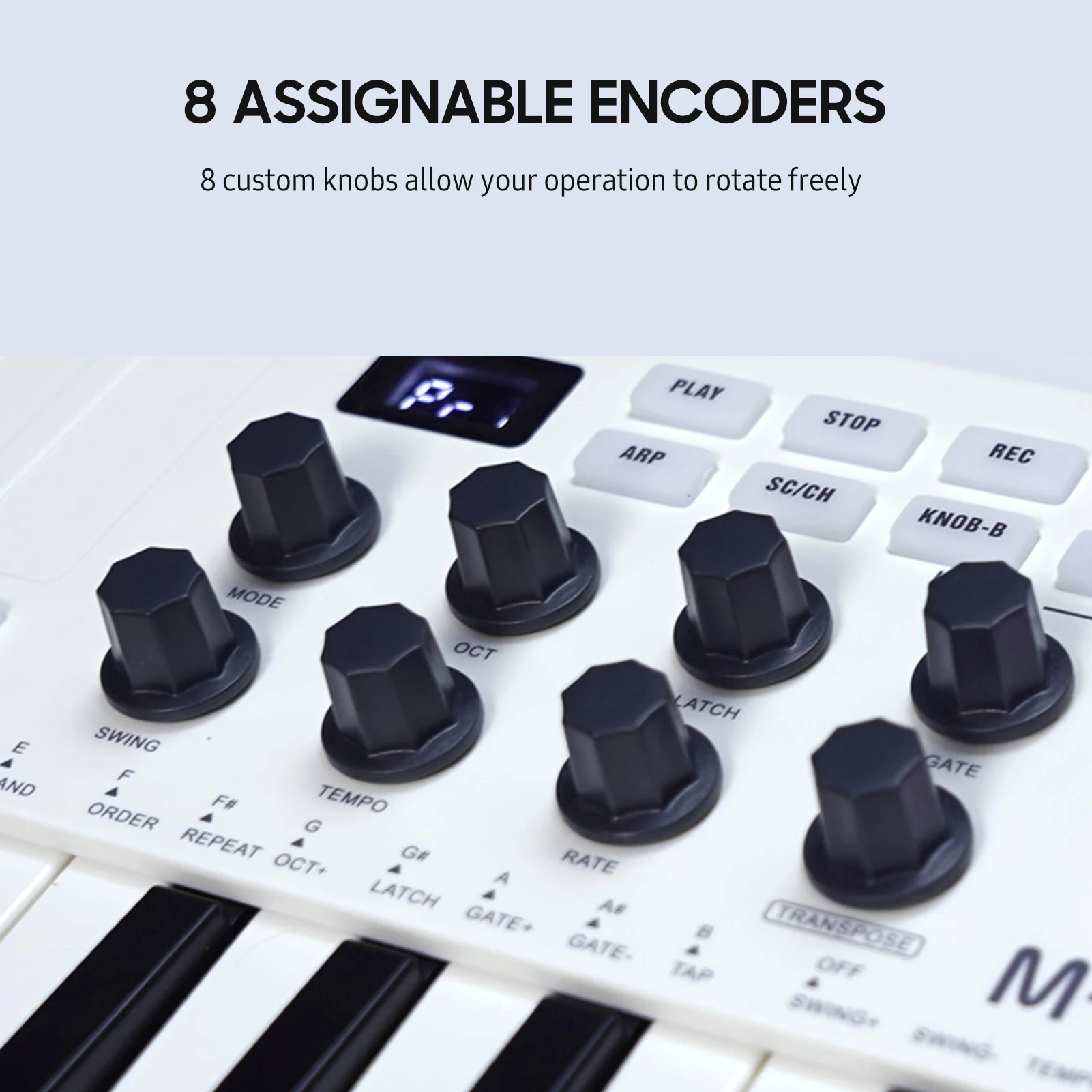 M-VAVE 25-Key MIDI Control Keyboard Mini USB with 25 Velocity Sensitive Keys 8 RGB Backlit Pads 8 Knobs