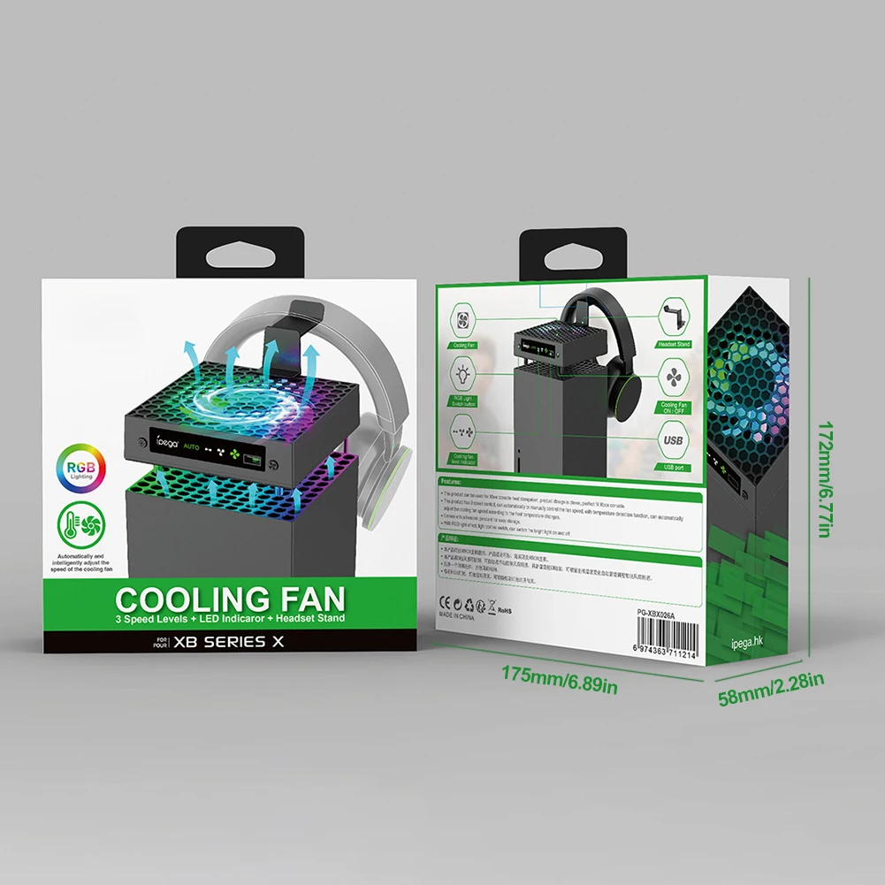 RGB Fan Cooling System 3 Levels Adjustable Speed Temperature-Controlled Cooling Fan System USB Port for Xbox Series X Console cooling fan,gaming cooling fan
