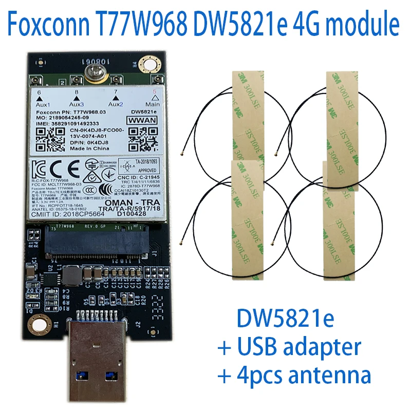 For Foxconn DW5821e T77W968 LTE Cat16 M.2 4G Module for Dell Latitude 7400 7400 2-in-1 5424 5420 Rugged 7424 Rugged Extreme