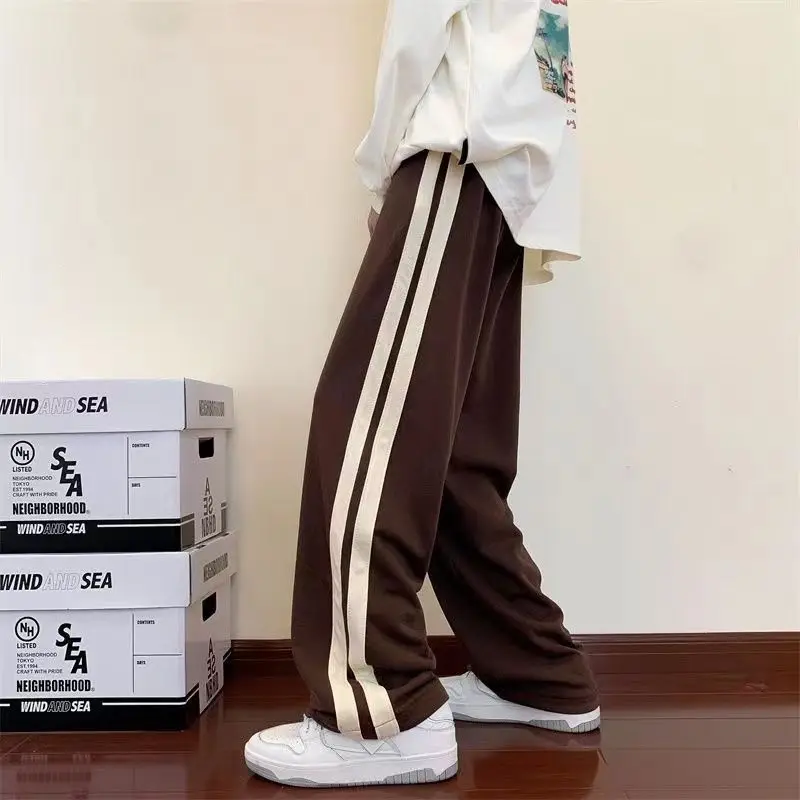 Stripe Sweatpants Women Y2k Streetwear Korean Fashion Casual Wide Leg Pants Loose Vintage Joggers Spring Summer Black Trousers