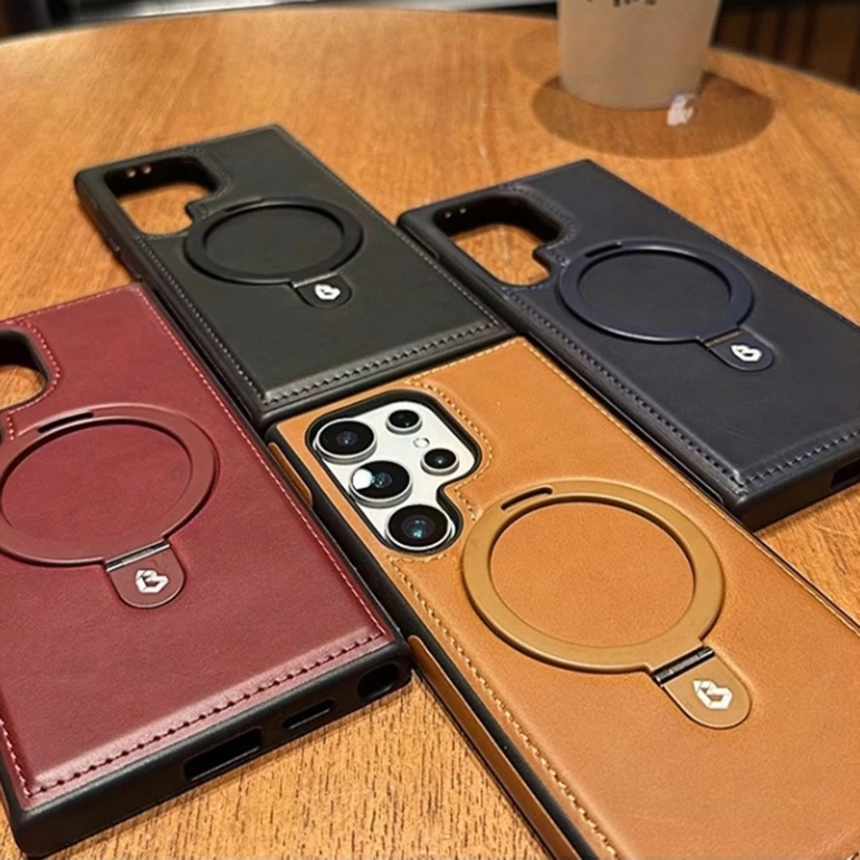 Business Retro Leather Magnetic Phone Case - Premium Shockproof Wireless Cover