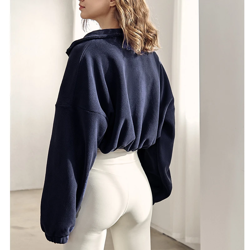 2023 Winter New Women Autumn Winter Short Zipper Jackets Outdoor Lamb Fleece Stand Collar Loose Warm Leisure Polar Sport Coat