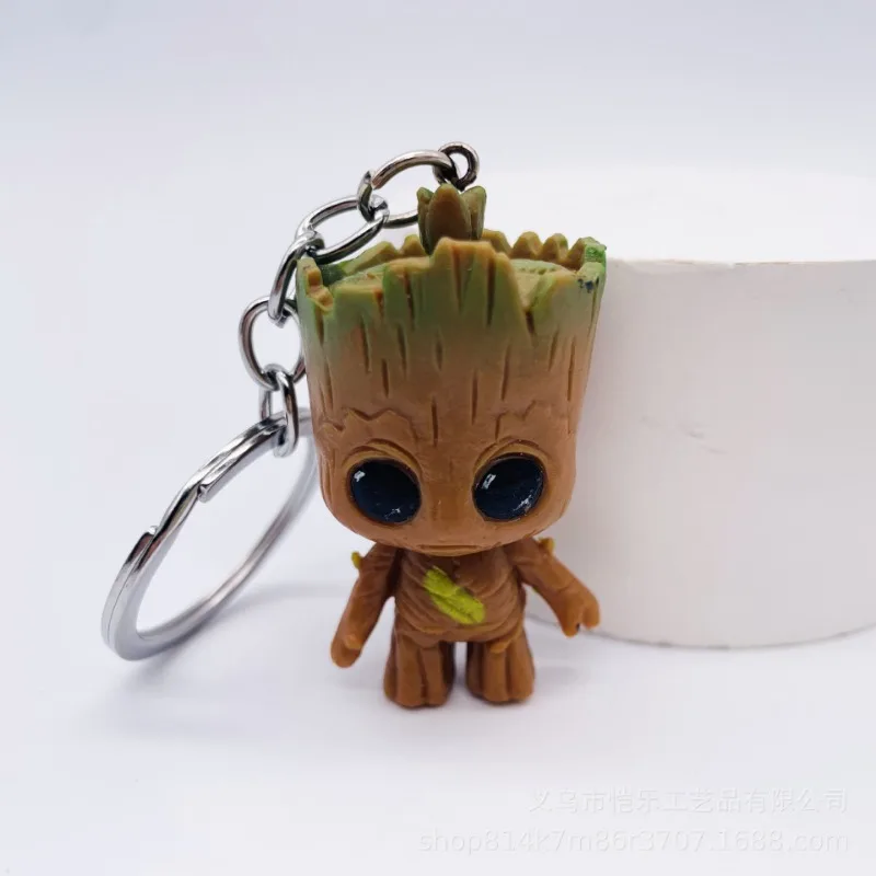 Llaveros de Marvel Groot para decoración, figuras de acción de Anime, lindos juguetes Q, llaveros de coche, modelos de decoración, regalos de cumpleaños para niños