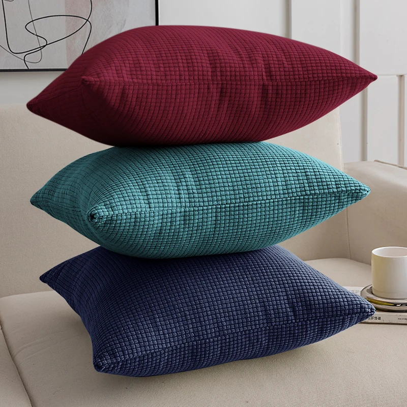 40x40 45x45 50x50 Solid Color Jacquard Pillow Cover for Sofa Office Waist Cushion Cover Home Decorative Pillowcase Decoration 2