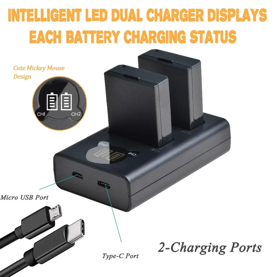 Kit Batteria DSTE DMW-BLC12 (2 Pezzi) + Caricabatterie USB – Compatibile Panasonic, Sigma, Leica