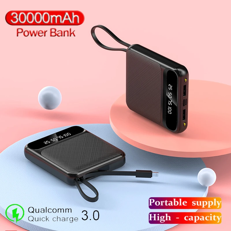 30000mAh mini power bank with external battery and dual USB output power bank for iPhone Android Samsung Android Poverbank power bank