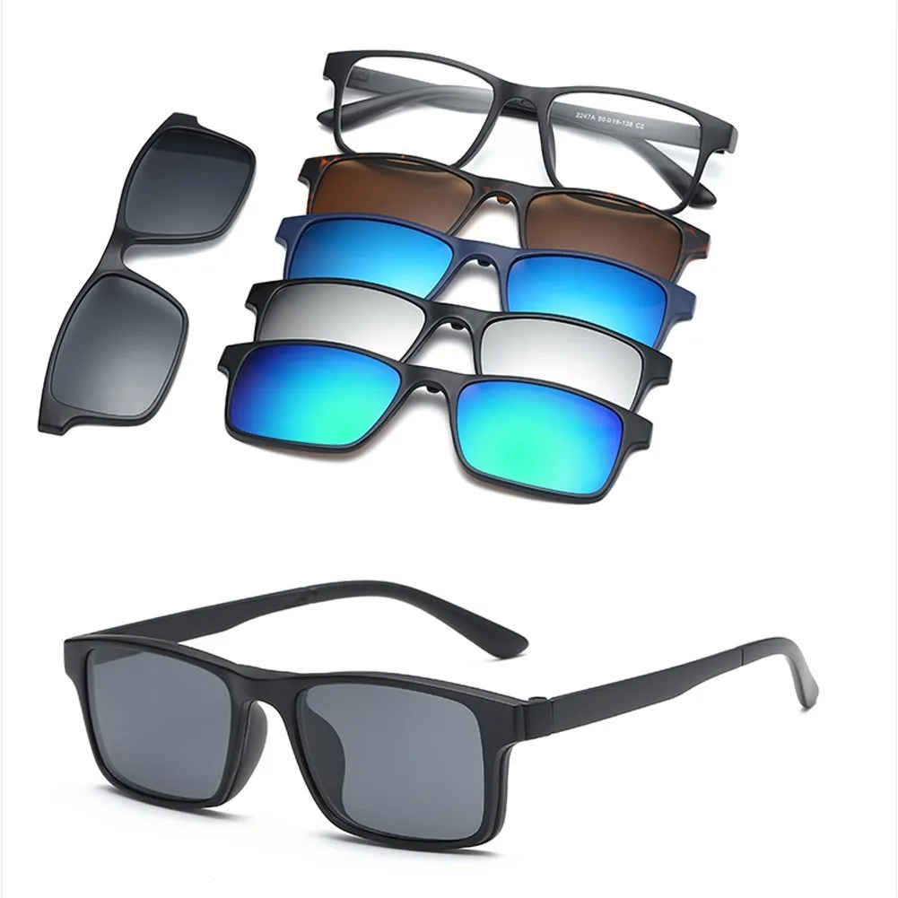 6 In 1 Custom Men Women Polarization Optical Magnetic Sunglasses Magnet Clip On Sunglasses Polarization Clip On SunGlasses Frame 5