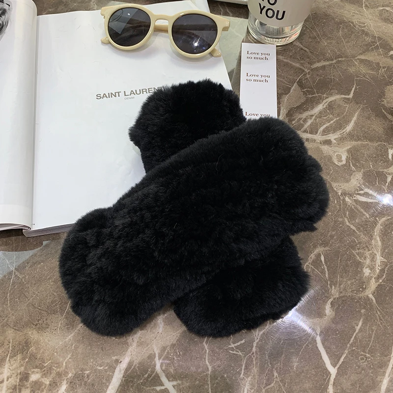 Winter Real Fur Gloves Women Outdoor Warm 100% Real Rex Rabbit Fur Gloves Knit Thick Natural Soft Rex Rabbit Mittens mink fur gloves