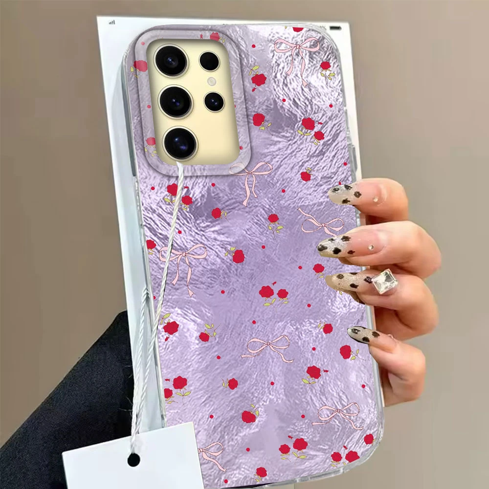 Purple Leopard Print Flower Splicing Phone Case