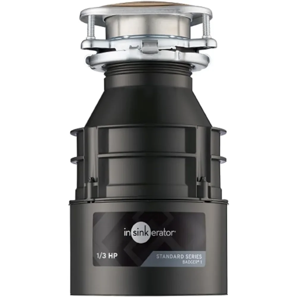 Garbage Disposal, Badger 1, Standard Series, 1/3 HP Continuous Feed, Black, Waterborne Grey Enamel