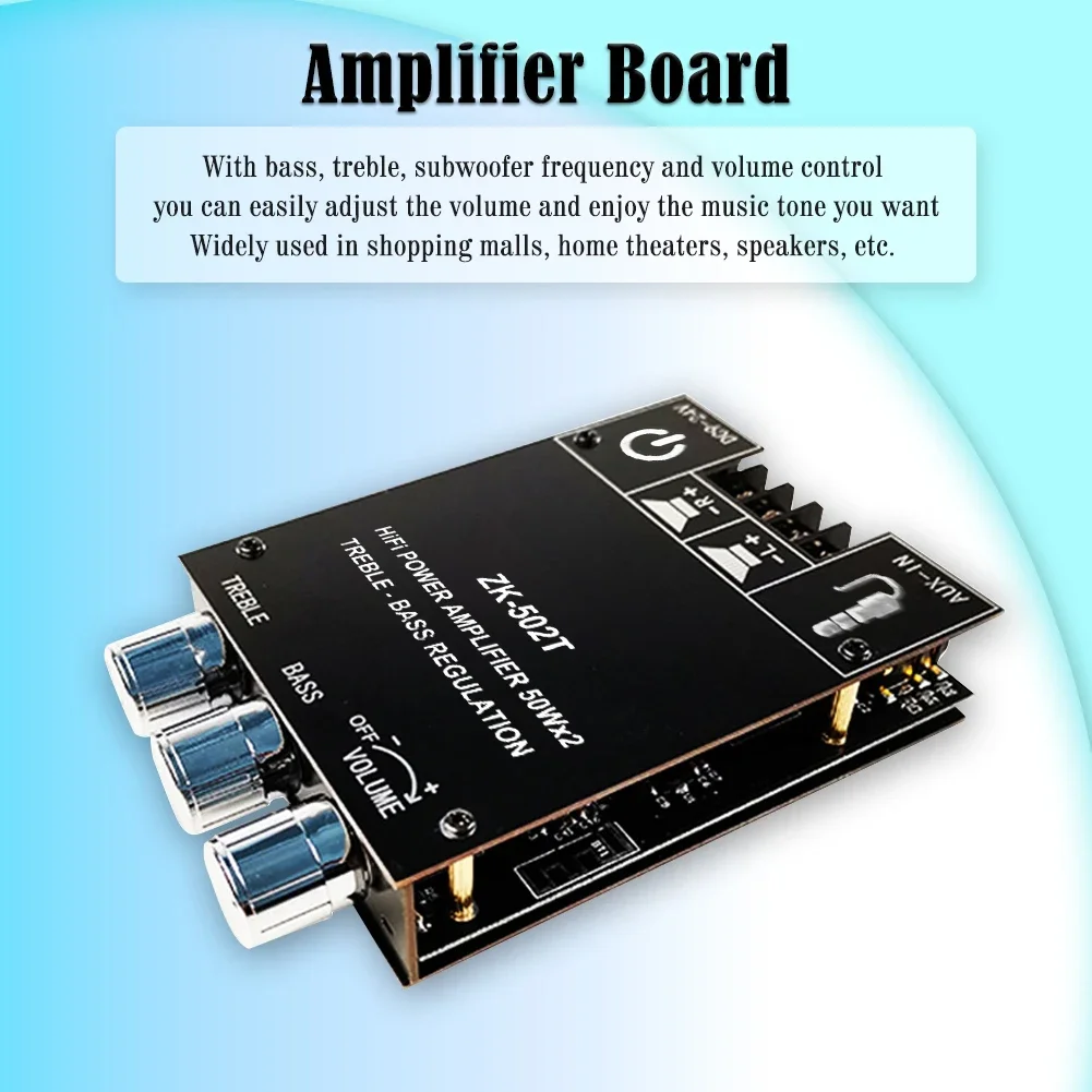 ZK-MT21 2.0/2.1 Channel Bluetooth 5.0 Subwoofer Amplifier Board 50W X 2+100W Power Audio Stereo Amplifier Board Bass AMP AUX