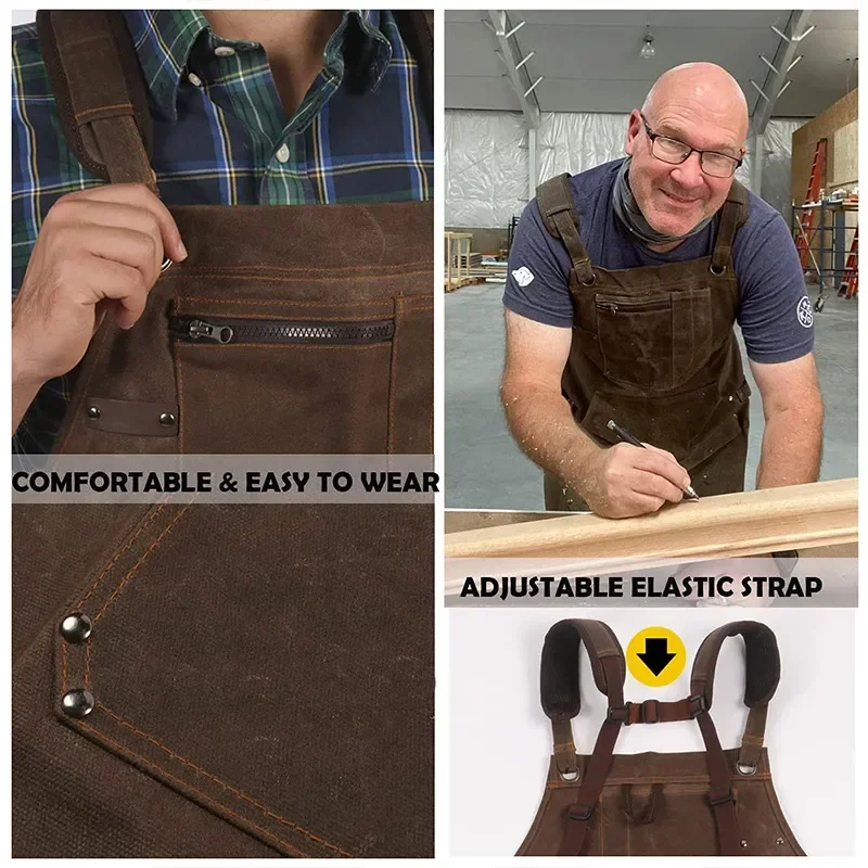 

For Auto Thick Apron Waterproof Large Woodworking Mechanic Size Multifunctional Coating Lumberjack Man Super Waxed Canvas Pocket