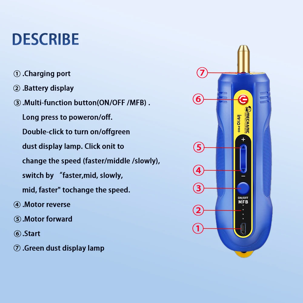 MECHANIC iR10 PRO Electric Glue Remover Pen 6in1 third gear adjustable for Mobile Phone LCD Screen Glue Remover Polishing Tool 6