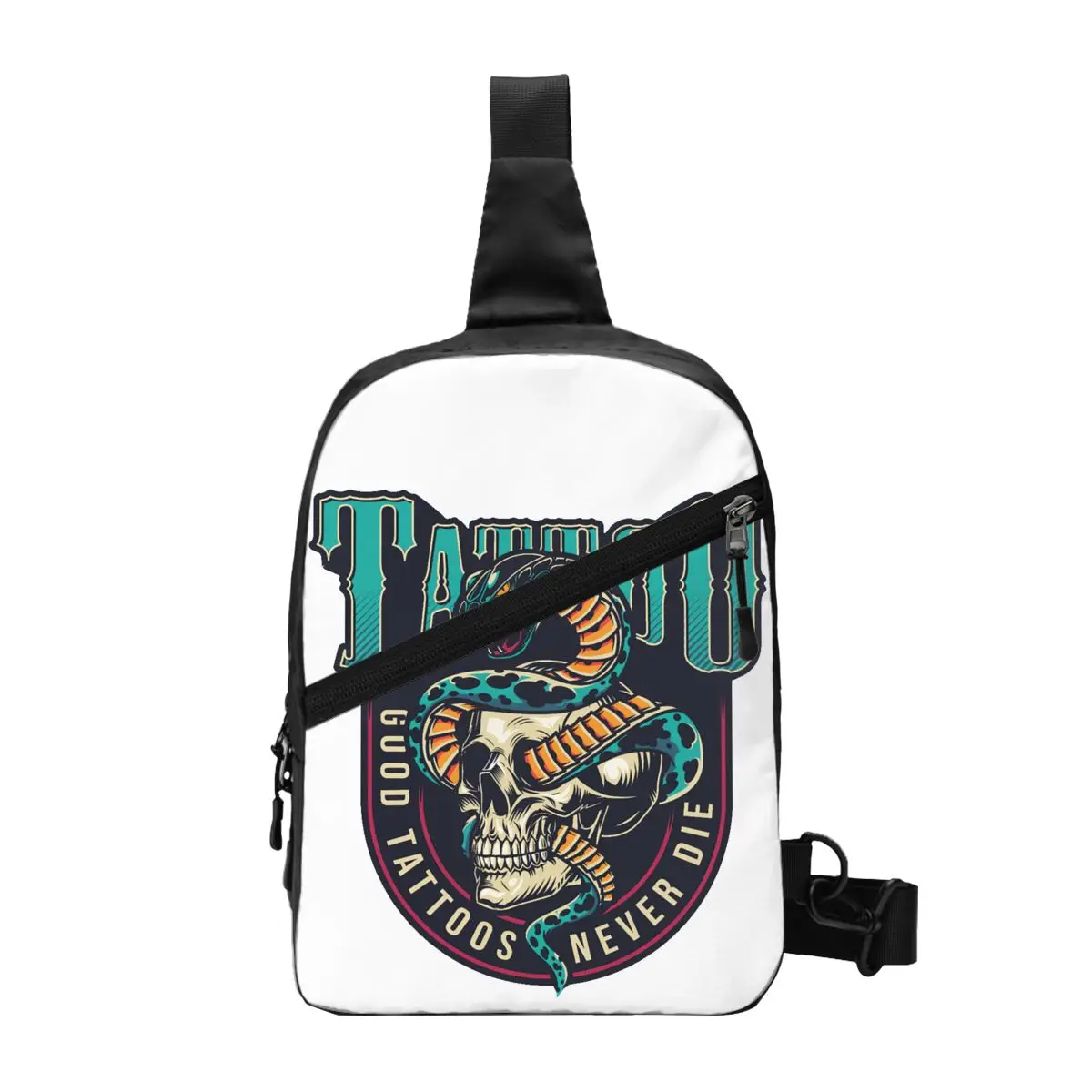 

TV Cobra Kai Sling Crossbody Backpack Men Custom Serpentine Good Tattoos Never Dies Chest Shoulder Bag Cycling Camping Daypack