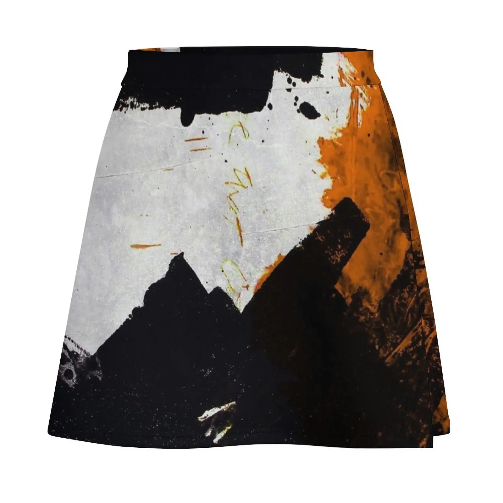 Minimal Orange on Black Mini Skirt Skirt satin 90s vintage clothes festival outfit women