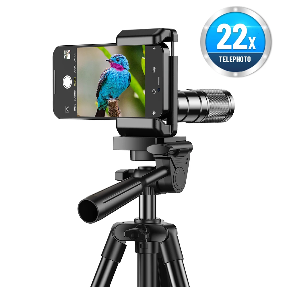 

Телеобъектив APEXEL HD 22x с увеличением, телескопический объектив для камеры телефона с выдвижным штативом для Samsung, iPhone, всех смартфонов